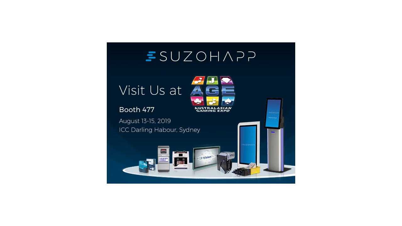 SUZOHAPP Showcases Latest Cash Management Solutions at the Australasian Gaming Expo